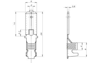 Tabs width 6mm Diagram